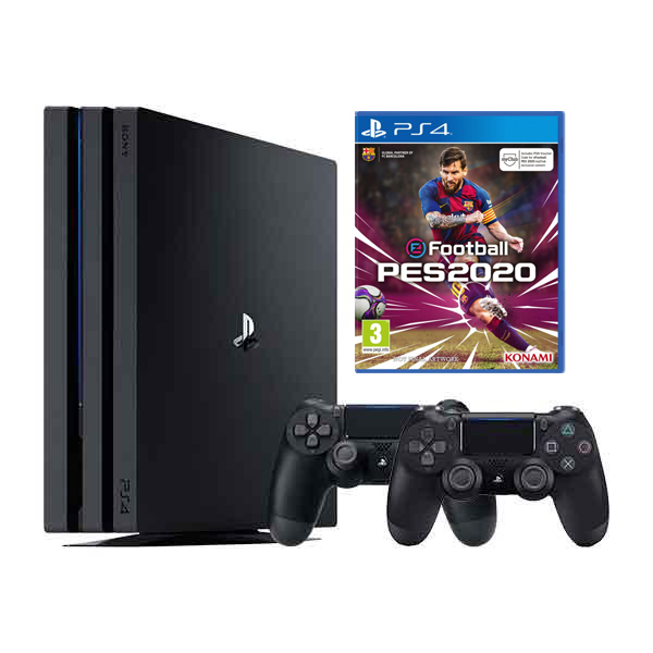 Bộ Máy Playstation 4  Pro Model Cuh 7218b Kèm Điã Game Pes 2020 - 2 Tay Cầm - Hàng Chính Hãng