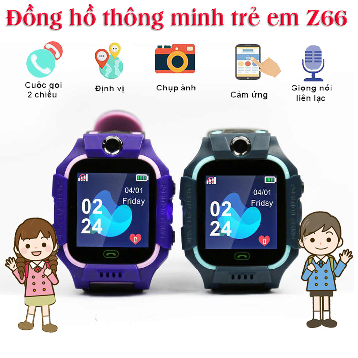 Đồng hồ thông minh trẻ em gắn sim định vị LPS Z66, màn hình cảm ứng , nghe gọi 2 chiều  , Tích Hợp Camera Chụp hình