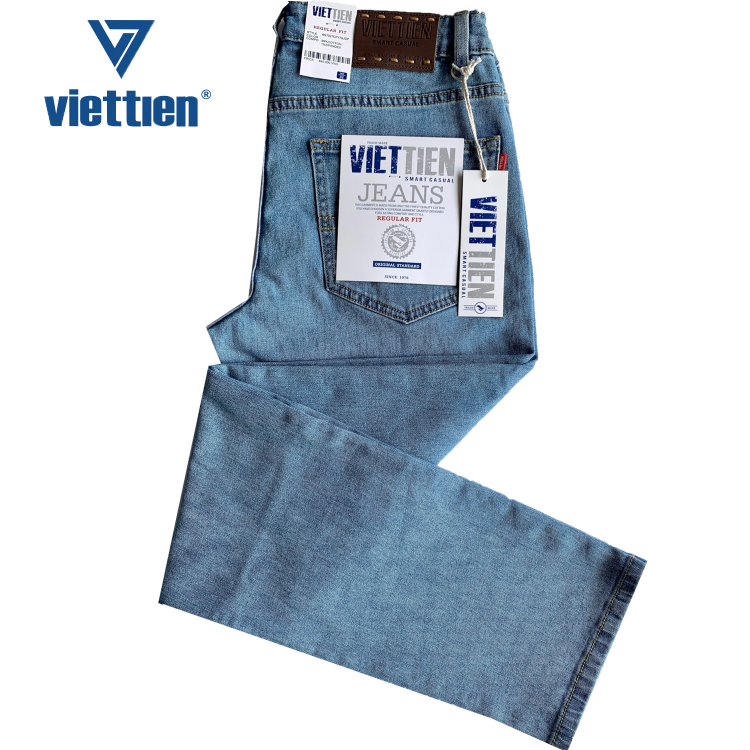 Viettien - Quần Jeans nam dài Regular fit Màu Xanh 6S7027