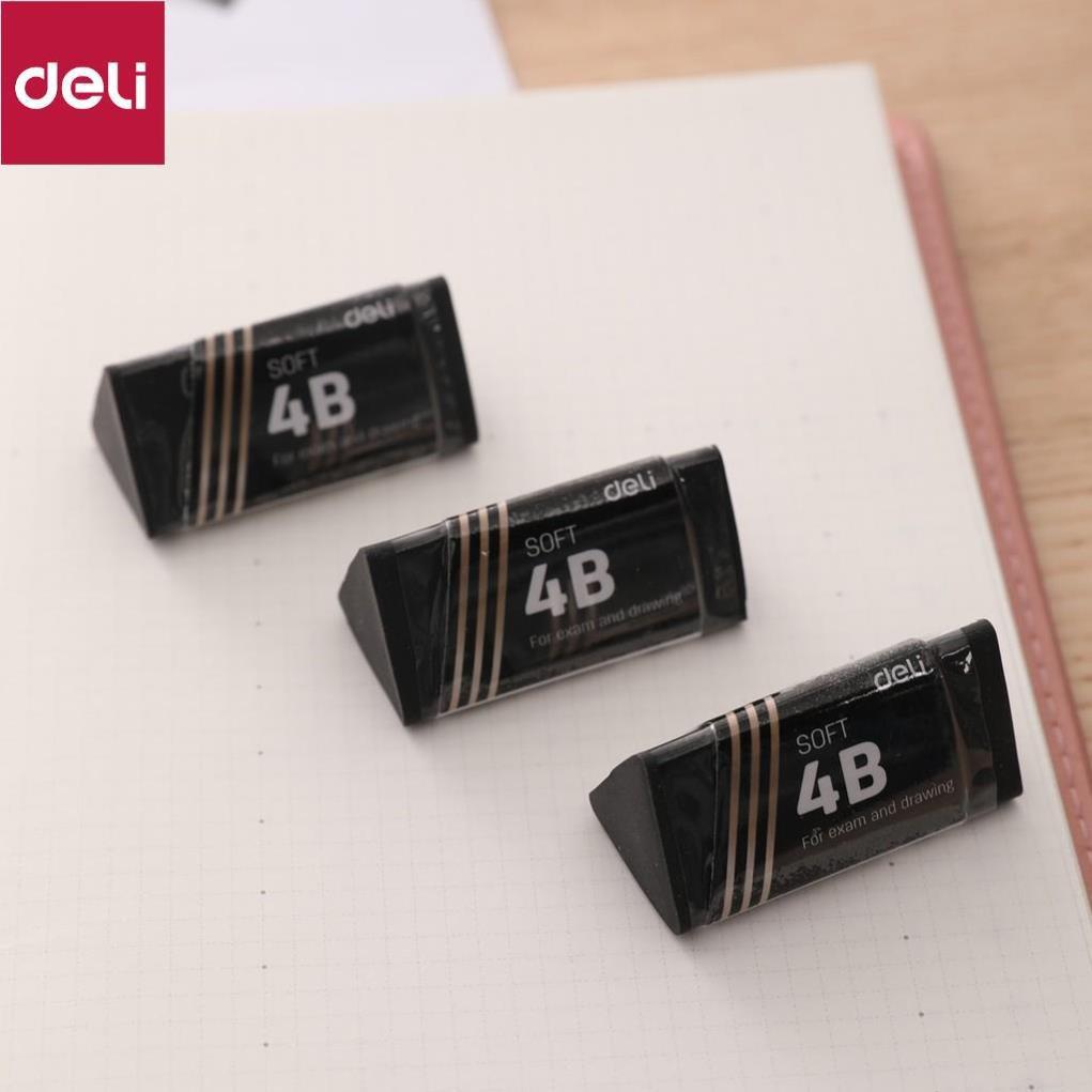 Tẩy 2B Deli, 40×19×19mm, Đen - 30 viên/hộp - EH01720