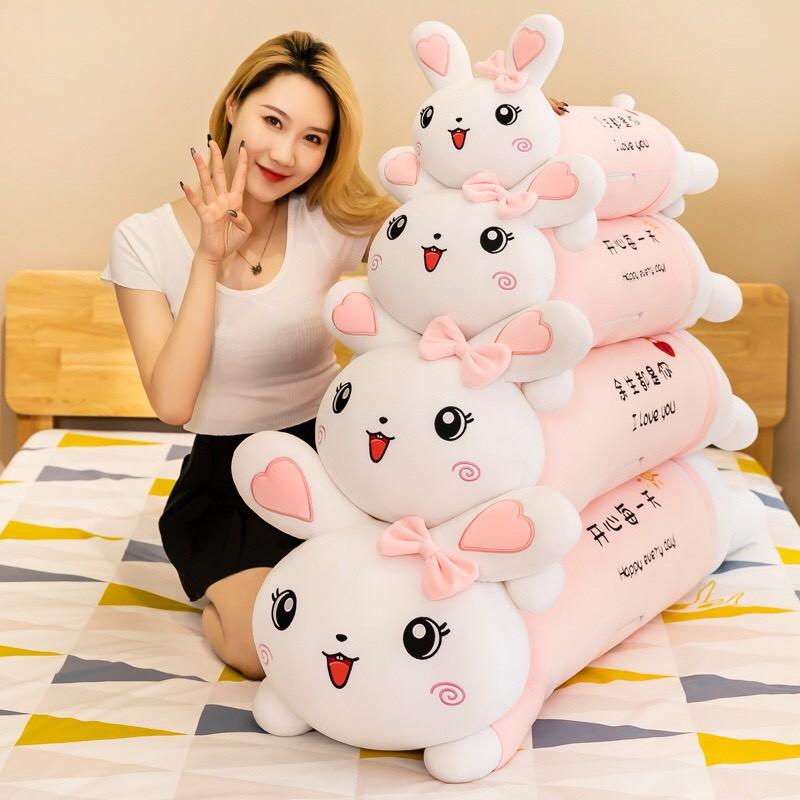Gấu Bông Thỏ Nằm Đầu Nơ Siêu Cưng - Hàng Nhập Giá Tốt Size 1m3