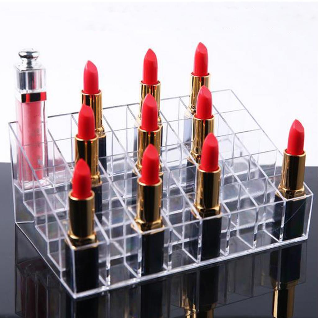 24 Grids Lipstick Nail Holder Display Clear Acrylic Makeup Organizer
