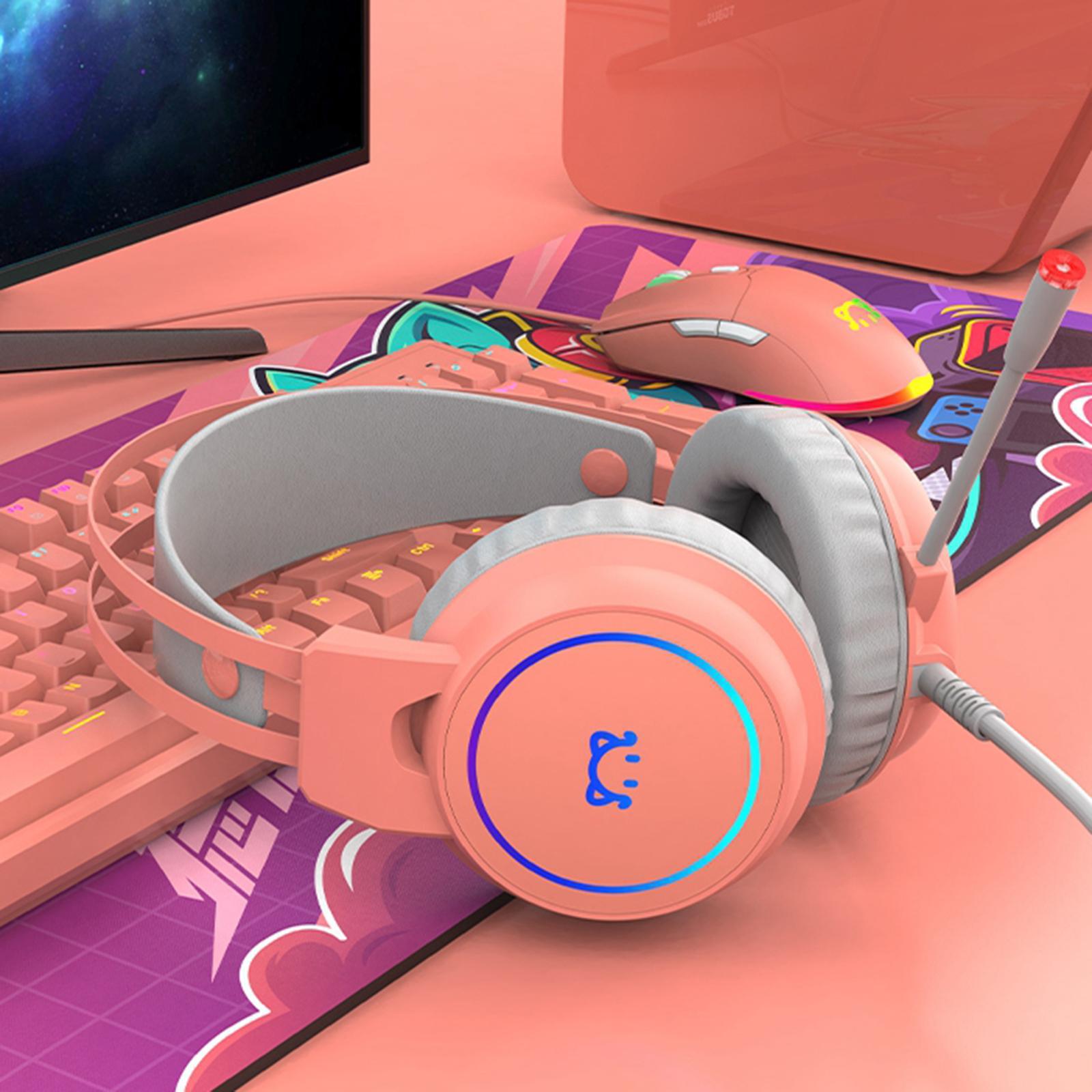 Surround Sound USB Gaming Headset Over-ear Headphones with Noise Isolating Mic LED Light for PC Mac Computer Gamers