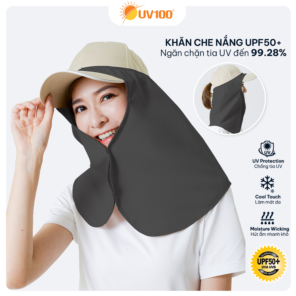 Khăn che mặt chống nắng, dùng chung với nón kết, chỉ số chống tia UV UPF50+ mềm mại, thoáng mát UV100 MZ22432