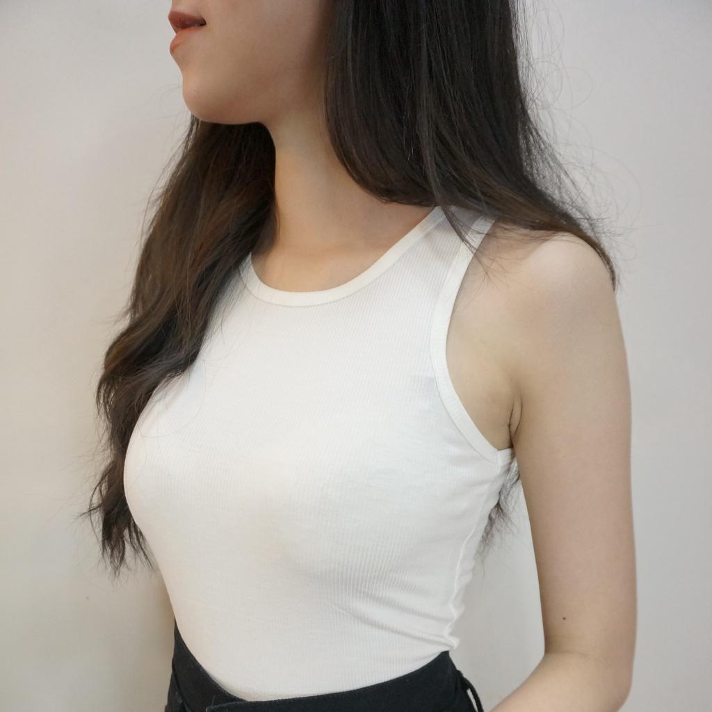 Áo thun ba lỗ nữ, áo Croptop sát nách ôm body gợi cảm, chất cotton tăm mềm mát, co giãn, 4 màu trắng, đen, nâu, nude