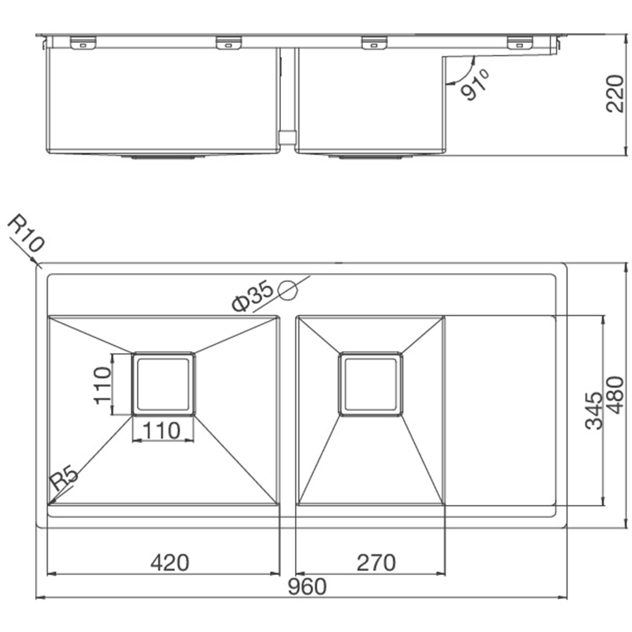 Chậu rửa chén Inox Malloca MS 6305T