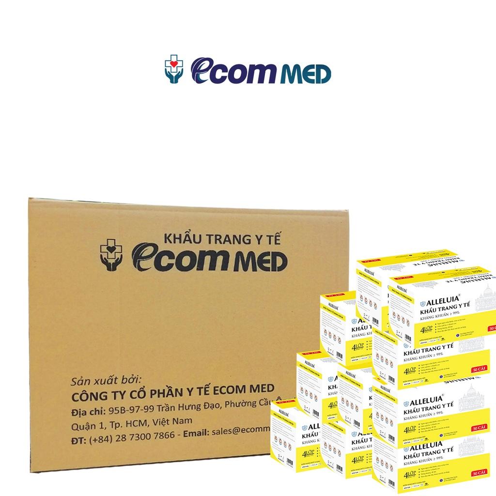 Thùng 12 Hộp Khẩu Trang y tế Công Giáo Alleluia EcomMed 4 Lớp Kháng Khuẩn 99%
