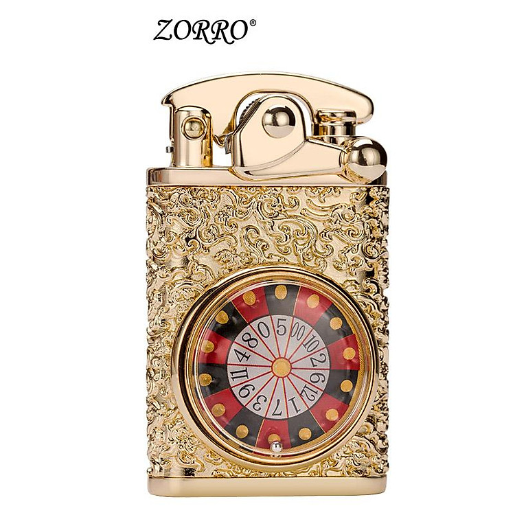 Vỏ Hộp quẹt xăng đá Zorron Z592-613 cối xoay hoa văn