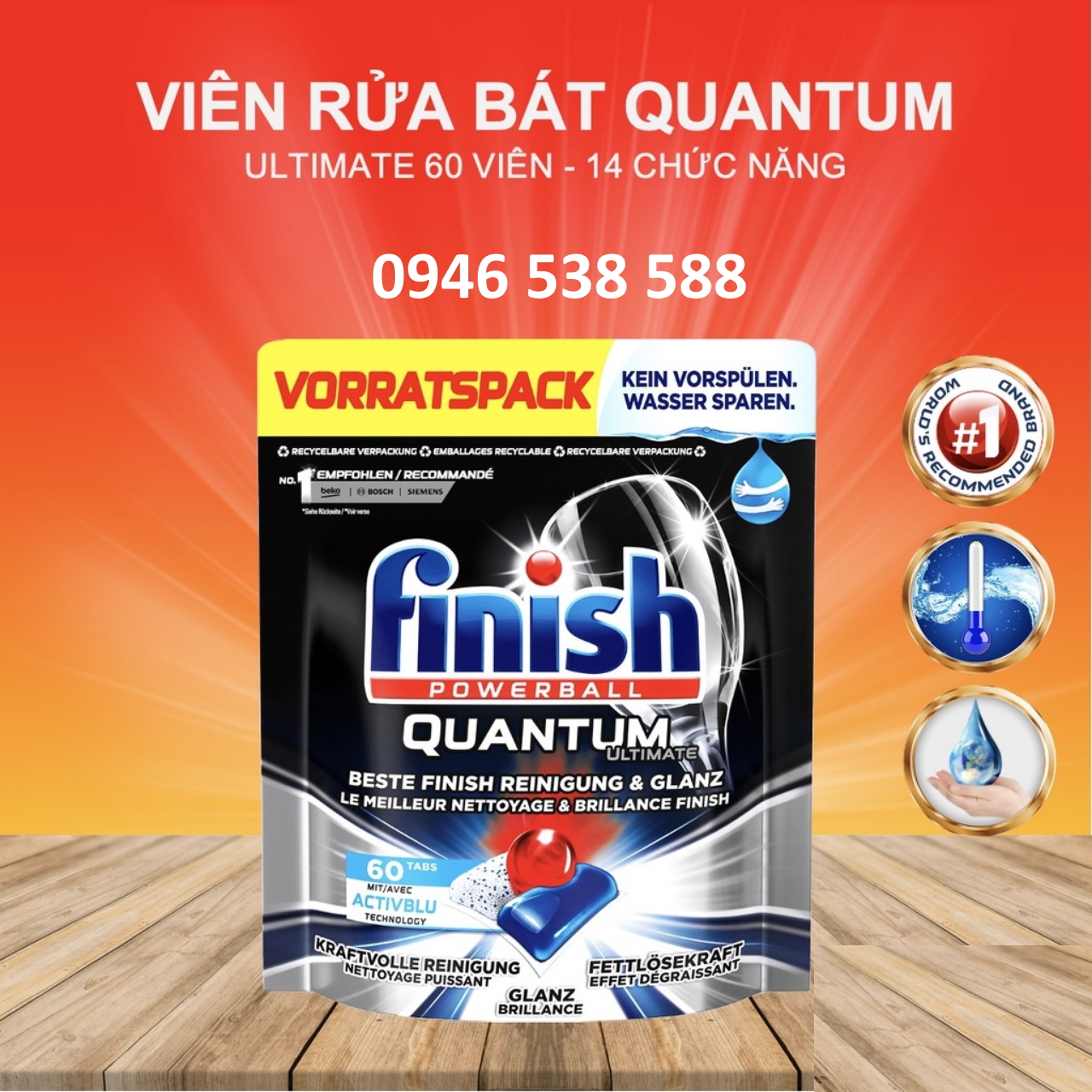 Viên rửa bát Finish Quantum Ultimate - 51 viên / hộp