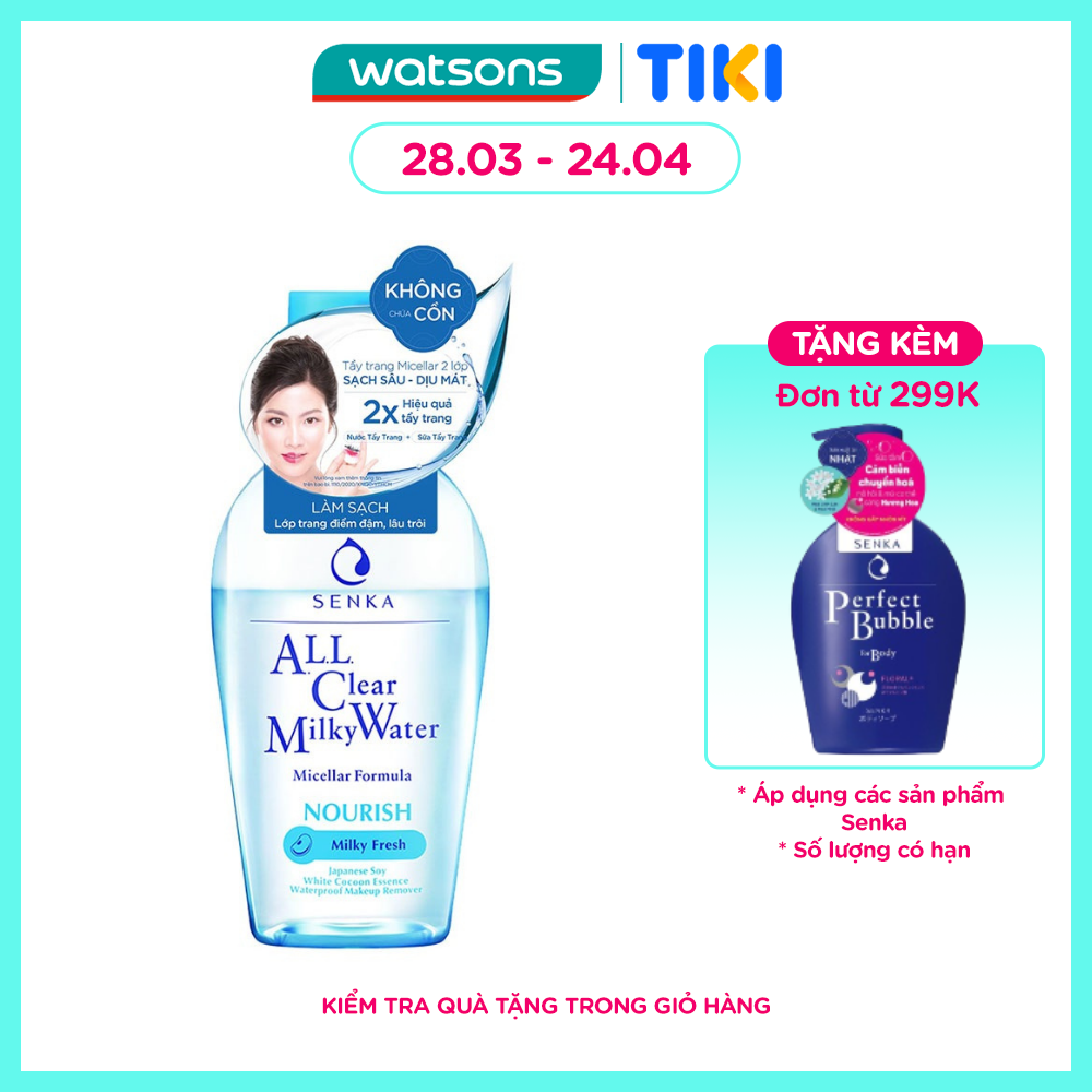 Nước Sữa Tẩy Trang Senka All Clear Milky Water Nourish Hai Lớp 230ml