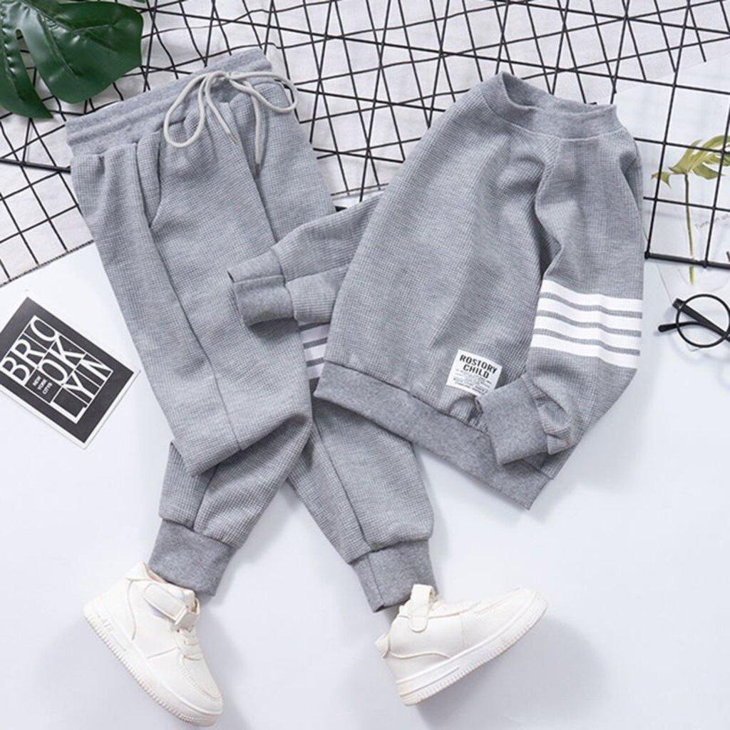 Bộ Thu Đông Cho Bé, Bộ dài tay bé trai 3 Vạch Chất Nỉ Da Cá Cho Bé từ 7-27kg BINBON KIDS