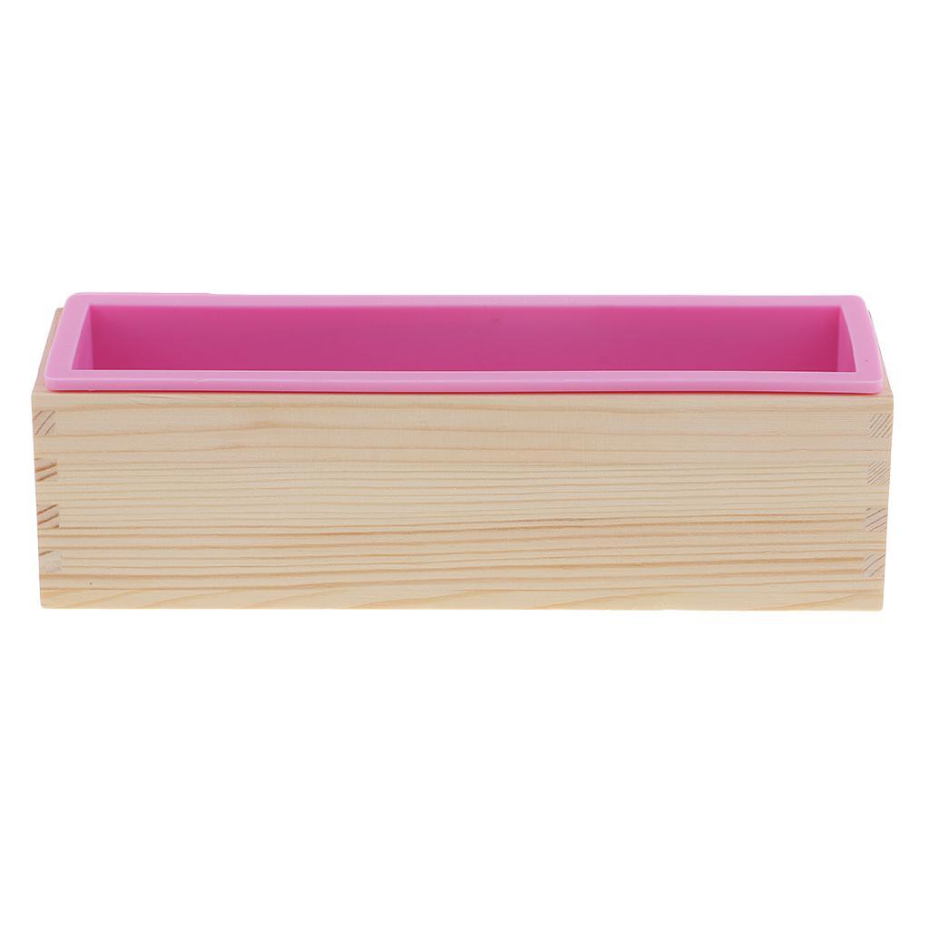 Flexible Rectangular Silicone Soap Loaf Mold with Wood Box for Handmade Soap Making Supplies, Also for DIY Chocolate, Cake, Bread, Toast Baking