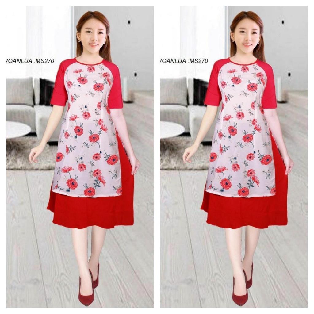 Set Bộ Áo Dài Lụa Hoa Mai Hàng Thiết Kế Cực Sang Trọng Quý Phái - BY2115