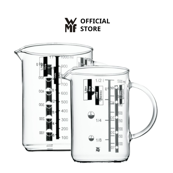 Cốc Đong WMF MEASURE Thủy Tinh Cao Cấp, Chi Vạch Dung Tích 500ml / 1L Có Tay Cầm Tiện Lợi 0605972000 / 0605962000