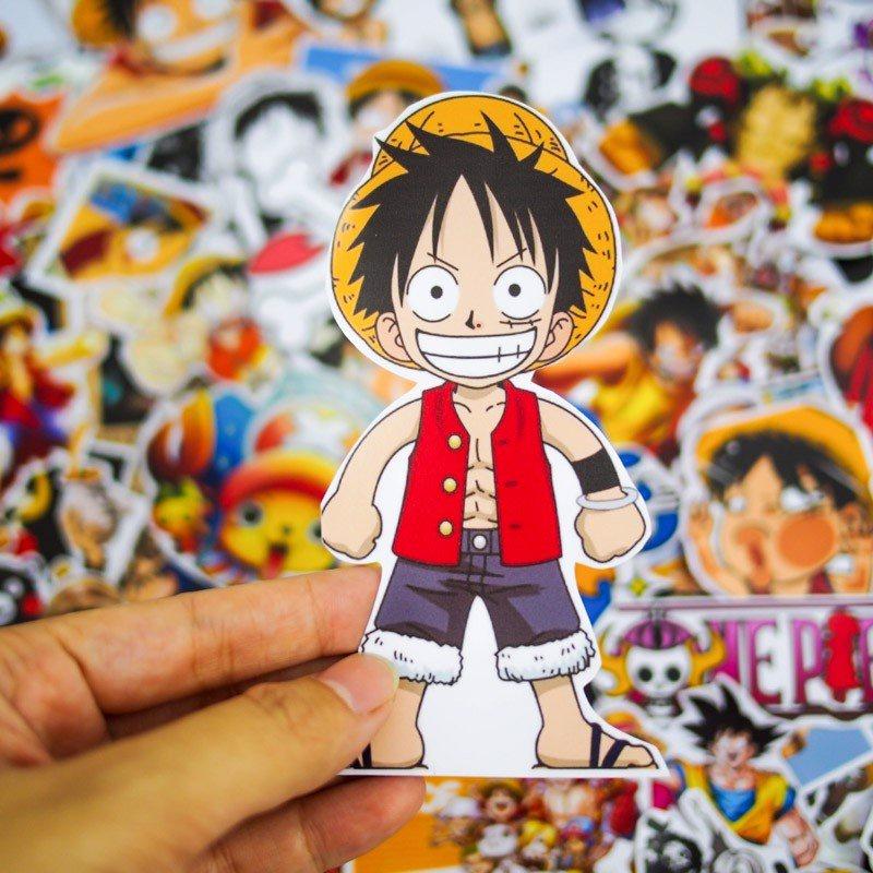 Sticker One piece trang trí mũ bảo hiểm, đàn, guitar, ukulele, điện thoại laptop