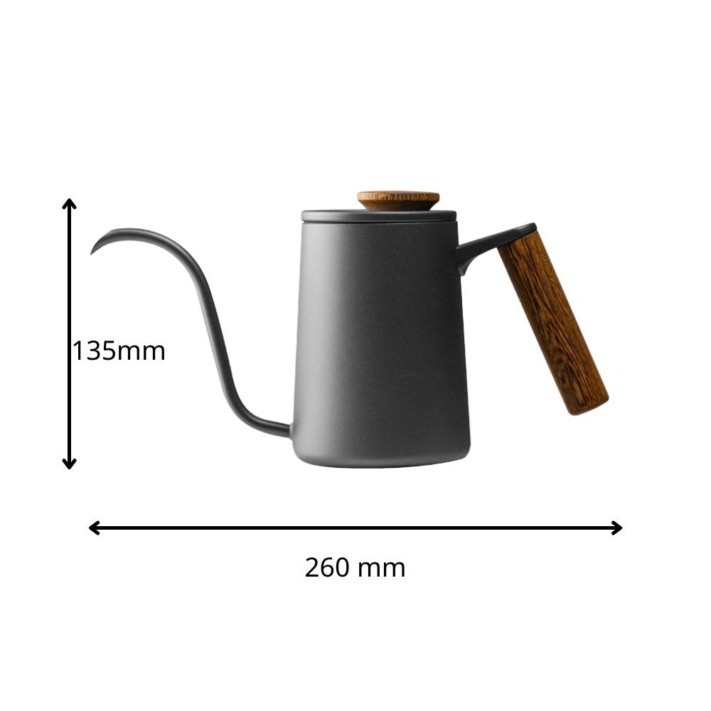 Ấm rót cà phê vòi ngỗng, ấm pha pour over, drip cán gỗ