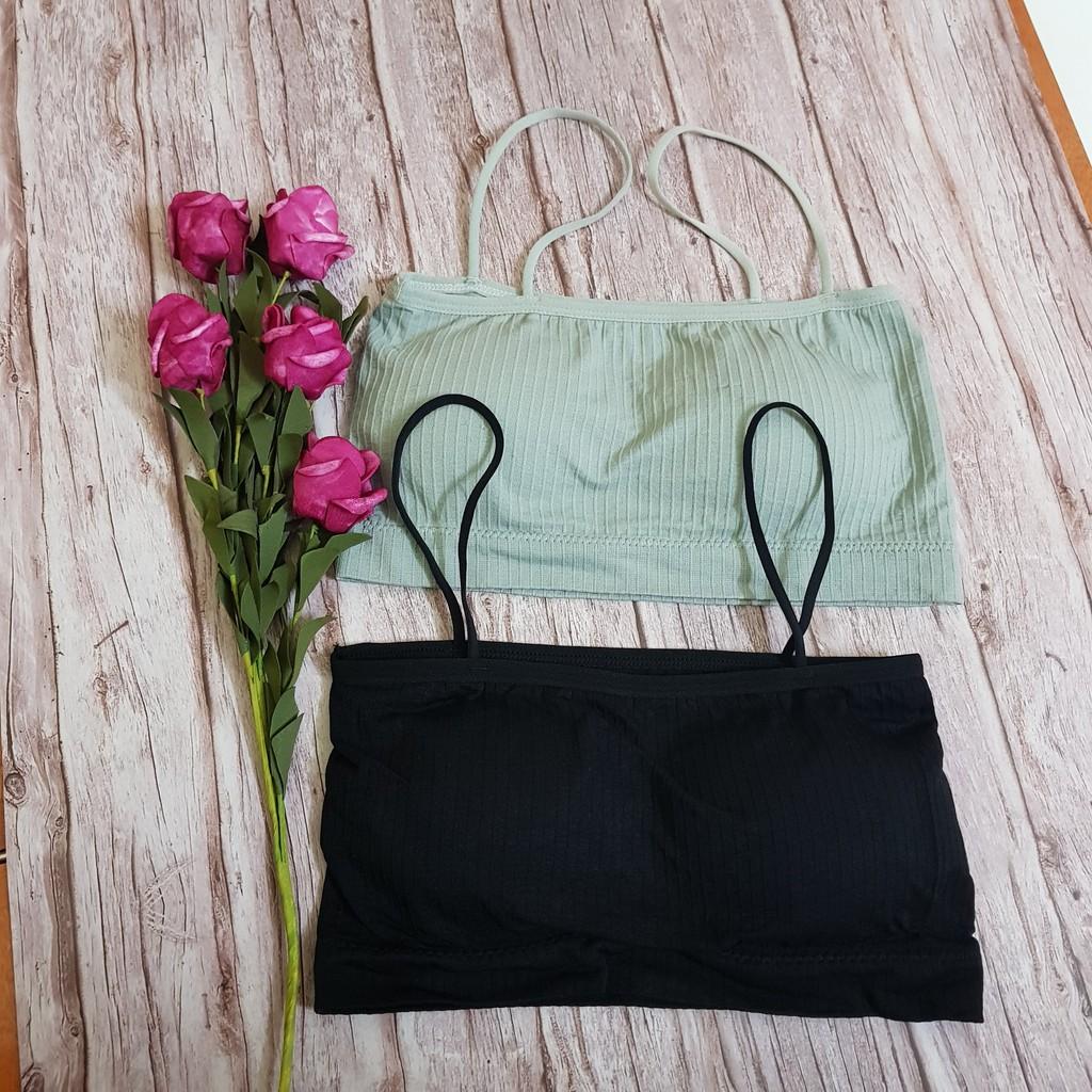 ÁO LÓT BRA 2 DÂY COTTON LEN TĂM