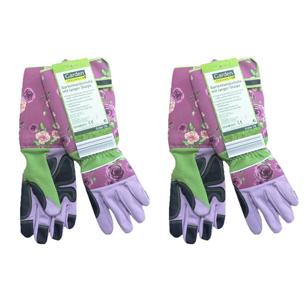 2 Pairs Long Gardening Gloves Oxford Clot/ Resistant Gloves Pink