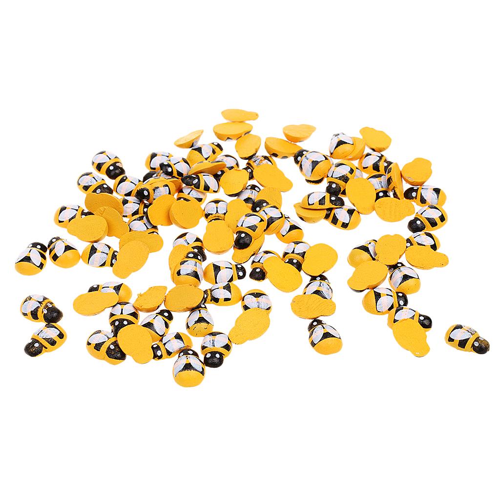 200pcs Tiny Wooden Bees Insects Embellishment Craft Scrapbooking DIY Crafts