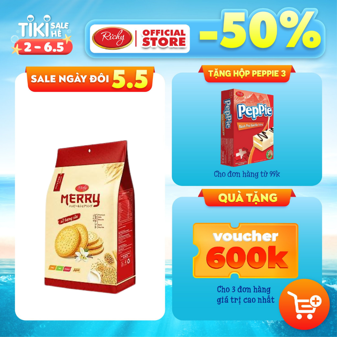 Bánh Quy Sữa Merry Richy Thơm Ngon Giòn Rụm Túi 192g - Bánh | SoSanhGia.vn