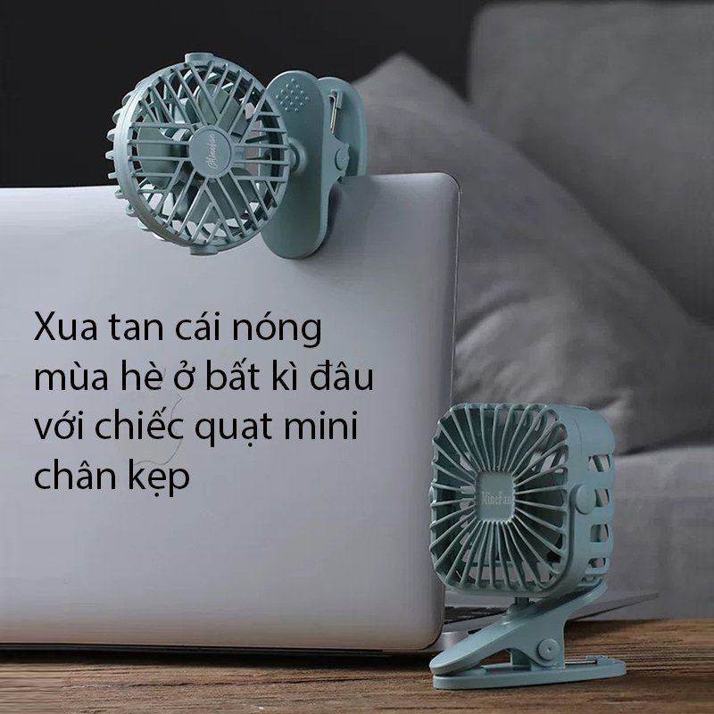 Quạt Tích Điện Mini Để Bàn Chân Kẹp Đa Năng Mini Fan