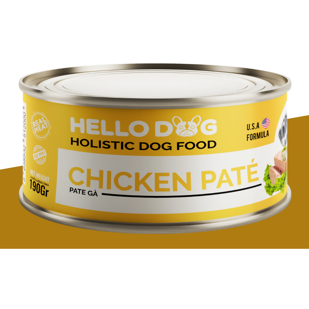 (Combo 5 Lon) Pate Tươi Cho Chó Vị Gà - Hello Dog Chicken Pate 190G