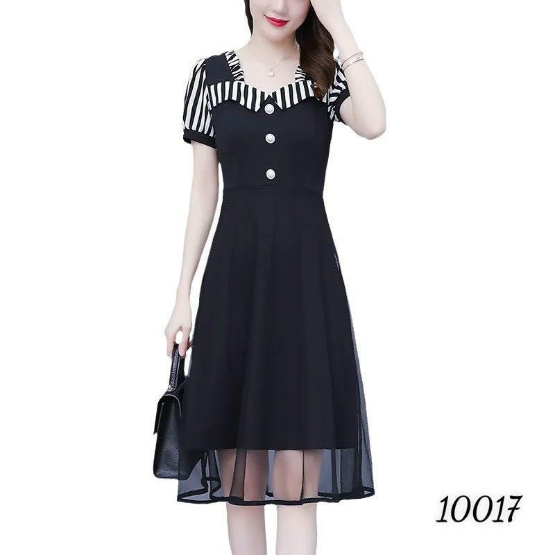 Đầm suông phối lưới sang chảnh - thời trang nữ duyên dáng công sở cho các chị em