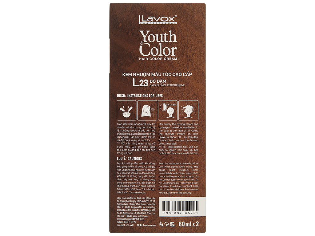 Kem nhuộm màu tóc cao cấp Lavox Youth&Color L23