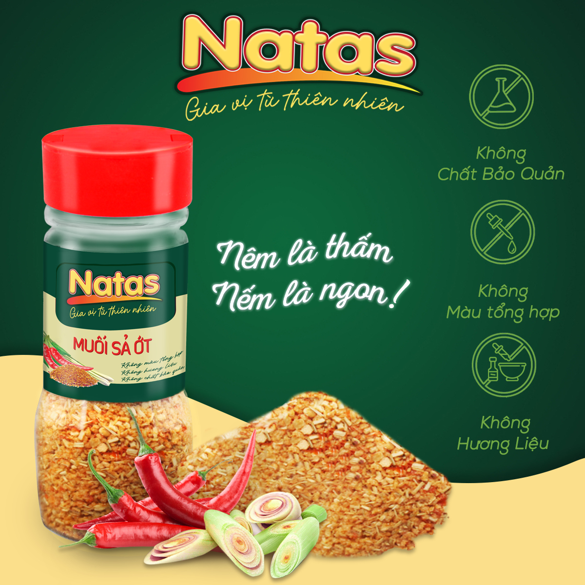 Muối Sả Ớt Natas Hũ 60g-Muối Đa Năng