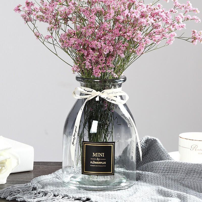 Lọ hoa, bình hoa thủy tinh cao cấp thắt nơ trang trí nội thất Mini Flower Plus Vintage