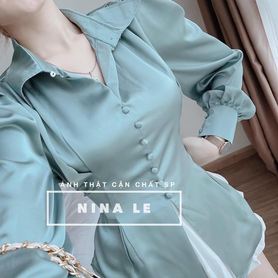 Siêu phẩm áo sơ mi nữ tay dài phồng phối nơ lưng cao cấp, sang chảnh thời trang nữ phù hợp cho quý cô công sở