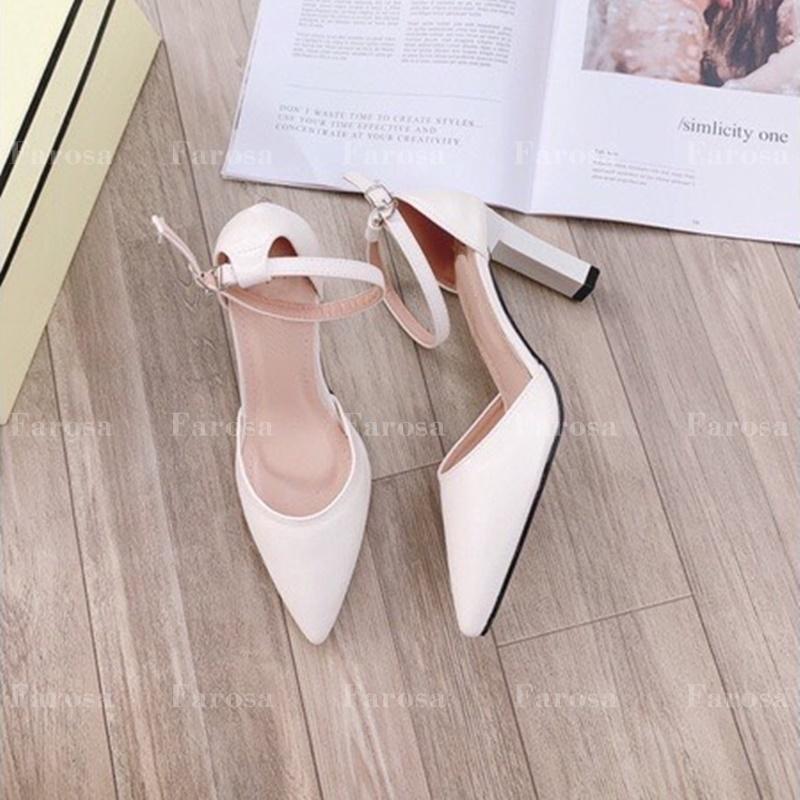 Dép sandal nữ cao gót 9cm bít gót FAROSA mũi nhọn lên chân cực xinh - C22