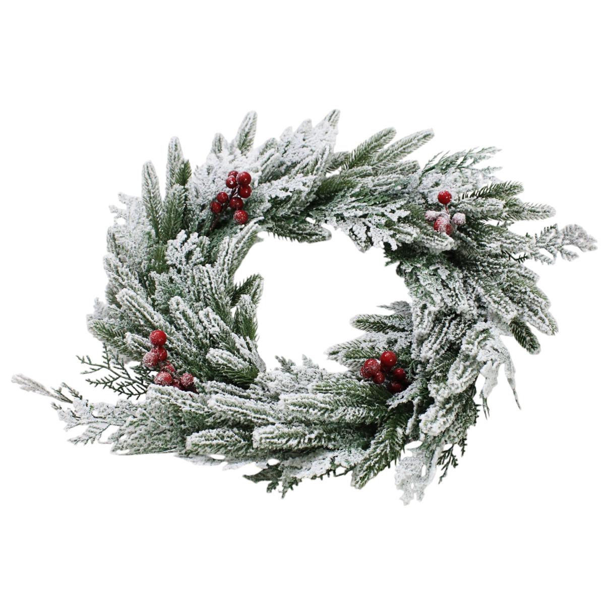 Vòng Hoa Phủ Tuyết Trang Trí Giáng Sinh 50 cm - LP-W20-POHS
