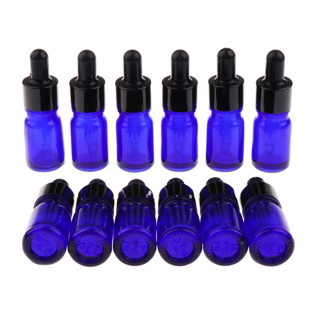 12 Pieces Empty Essential Oil Bottle Glass Liquid  Dropper  5ML