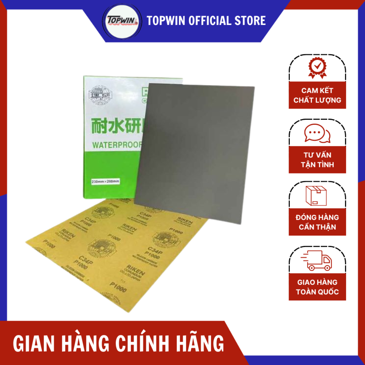 Giấy Nhám Nước Da Bò Cát Riken Nhật C34P Giúp Loại Bỏ Lớp Sơn Cũ, Đánh Bóng Bề Mặt Cực Tốt | TOPWIN Official Store