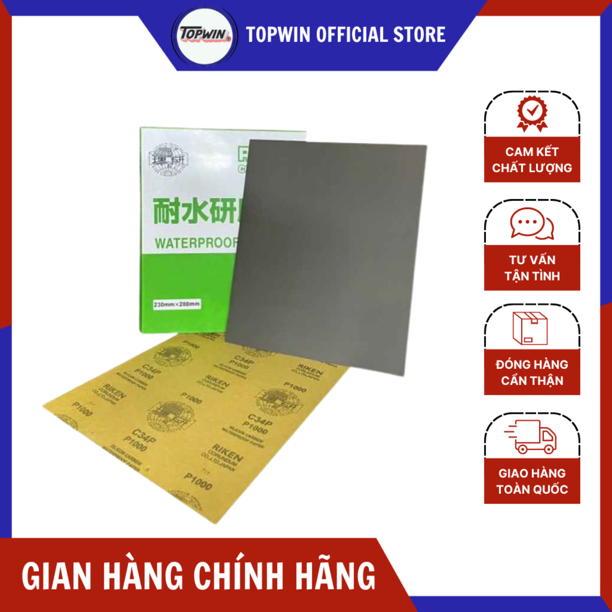 Hình ảnh Giấy Nhám Nước Da Bò Cát Riken Nhật C34P Giúp Loại Bỏ Lớp Sơn Cũ, Đánh Bóng Bề Mặt Cực Tốt | TOPWIN Official Store