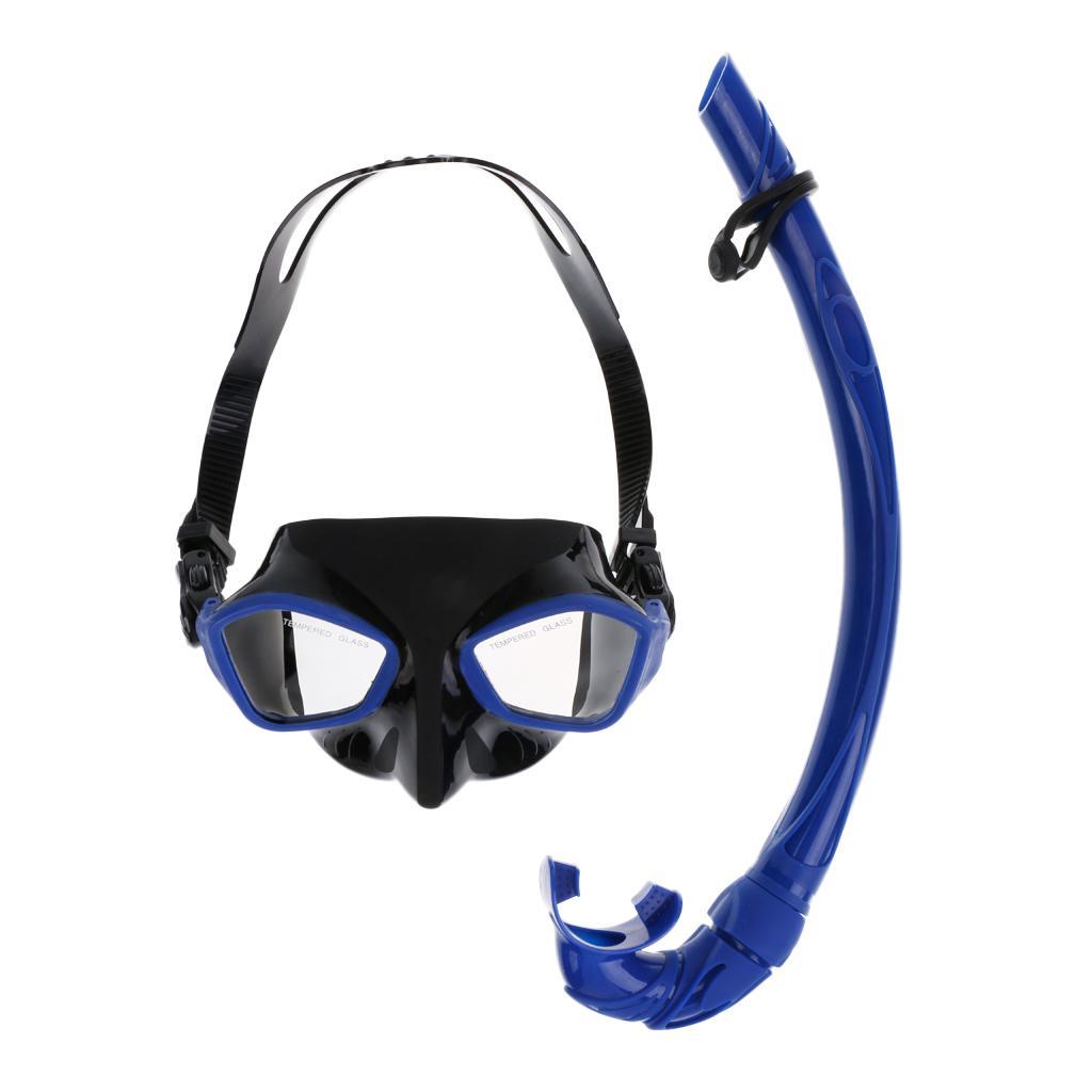 Deluxe Professional Underwater Scuba Diving Snorkeling Freediving Silicone Goggles Mask Snorkel Tube Set + Dive Mask Strap