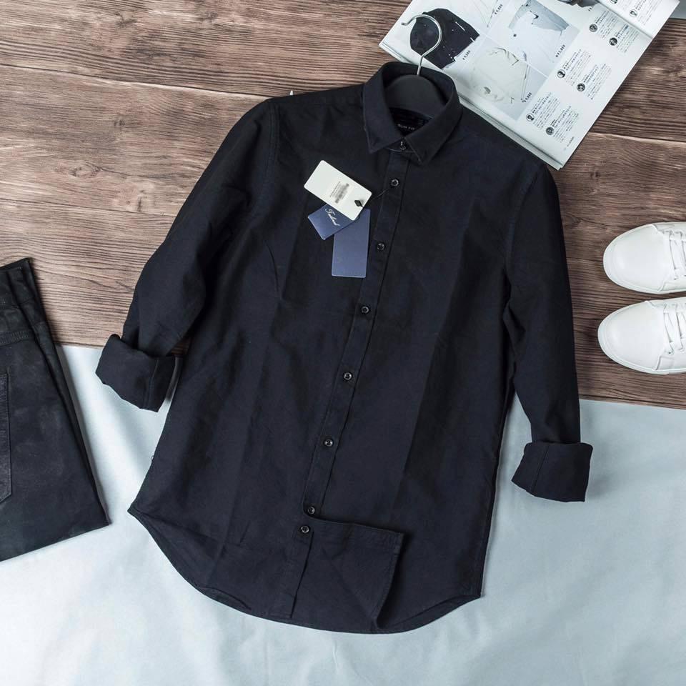 ÁoSơ mi nam trơn cotton gân chéo tay dài cao cấp thấm mồ hôi (Màu Xám ghi) Thời Trang Nam