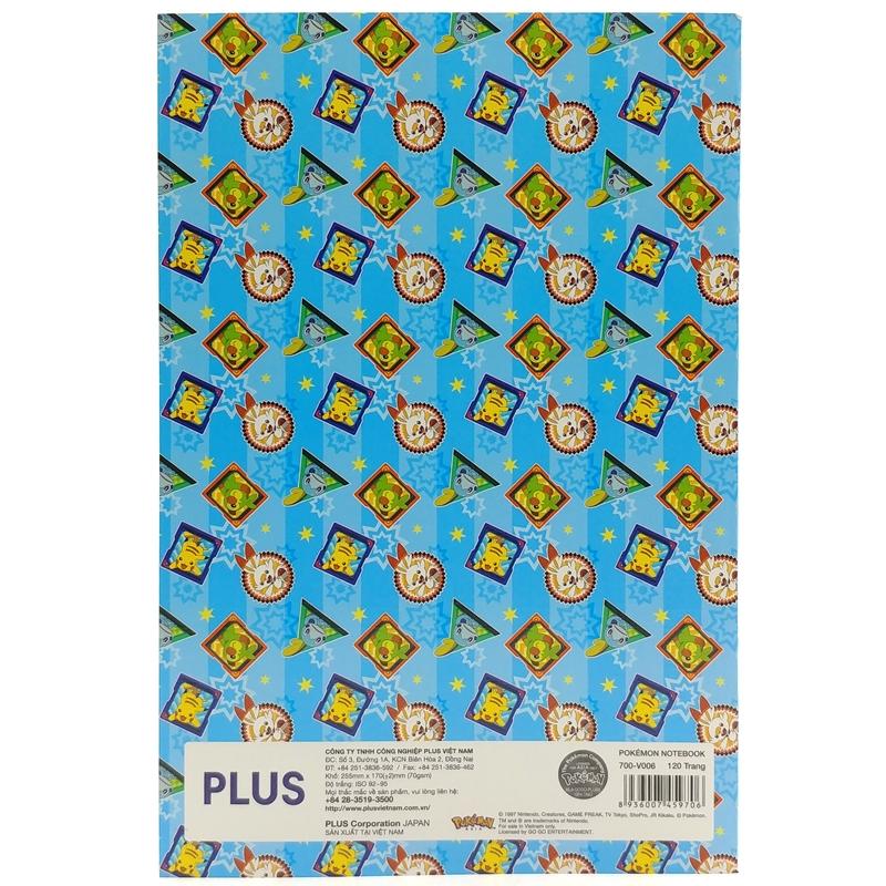 Tập Học Sinh B5 4 Ô Ly 120 Trang 70gsm Pokemon Notebook - Plus 700-V006