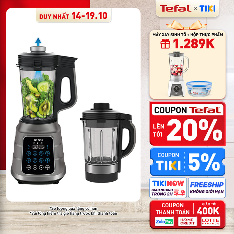 Máy làm sữa hạt, xay sinh tố và nấu đa năng, hút chân không Tefal BL985A31- 1300W, 1.75L - Hàng chính hãng