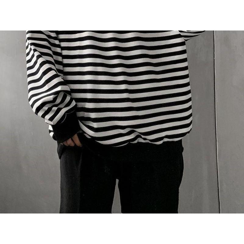 Áo thun Tay dài Sleeves Sọc ngang BO thích hợp mùa thu đông Trùm Unisex aothununisex