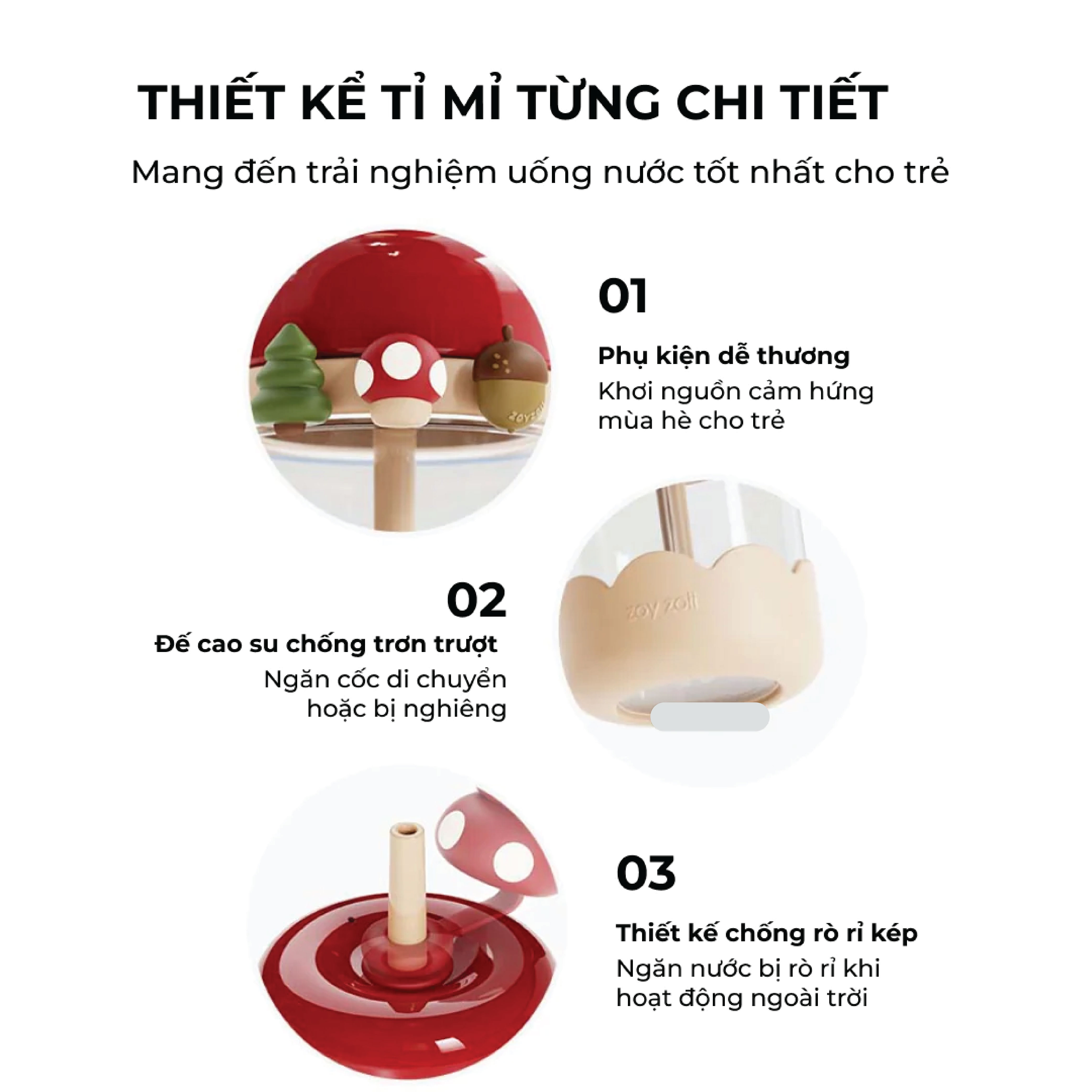 Bình uống nước tritan cho bé Zoyzoii E6 Nature Paradise Cup, bình nước thể thao cao cấp - Hàng chính hãng