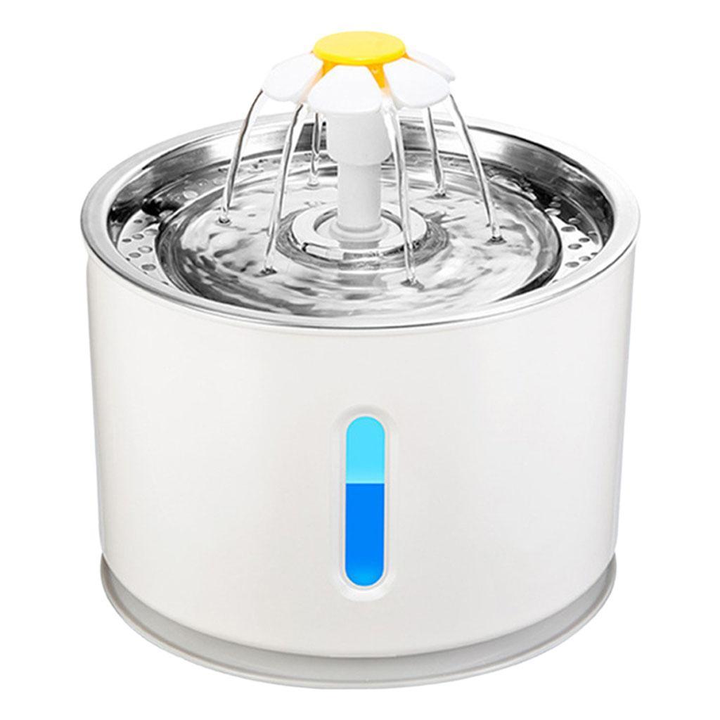 2.4L Pets Water Fountain Stainless Steel USB Drinking Bowl Cat Dog