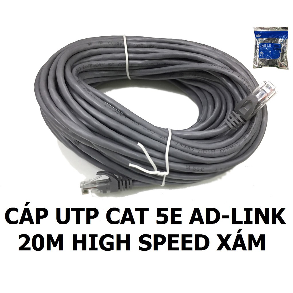 Cáp mạng AD-LINK HIGH SPEED 20M màu xám - Hàng chính hãng