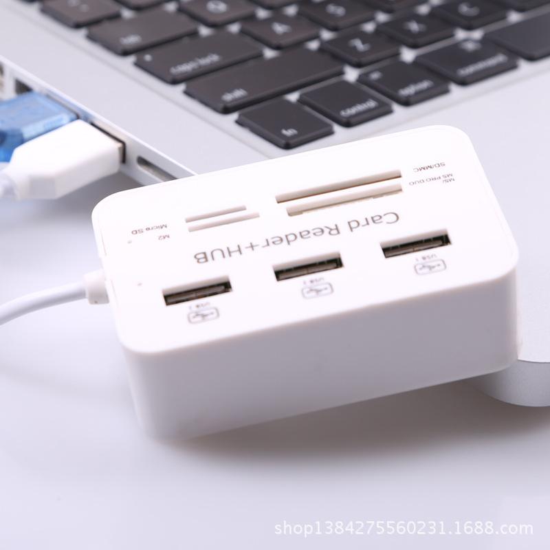 Bộ chia usb 2.0 kiểu dáng mới nhất một kéo bảy nhà phân phối đầu đọc thẻ tốc độ cao đa chức năng trung tâm đầu đọc thẻ tất cả trong một