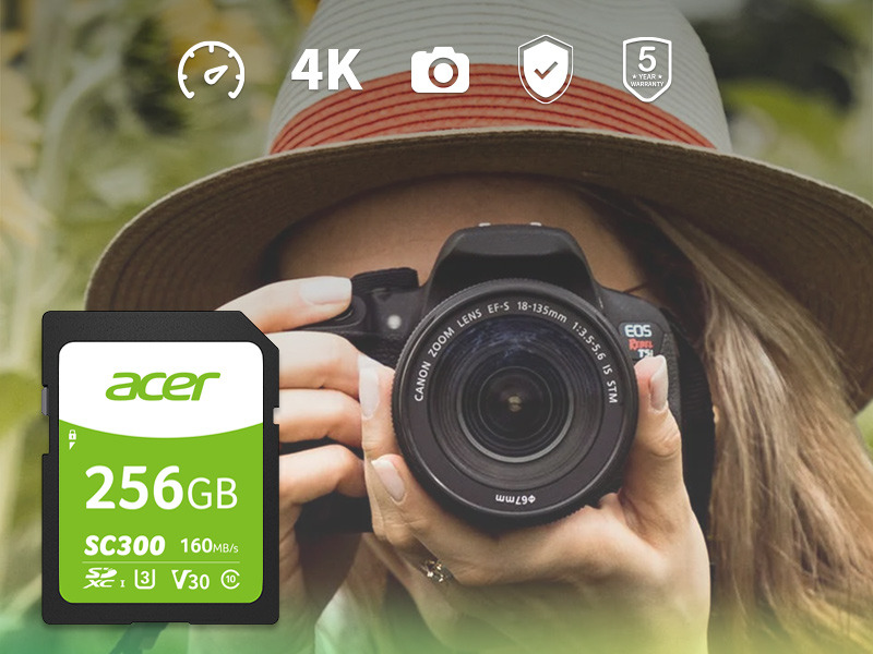 Thẻ nhớ cho camera Acer SD Card SC300 4K UHS-II - Hàng chính hãng