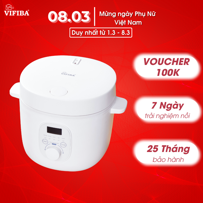 Nồi Cơm Điện Mini Thông Minh 10in1 Hàng Chính Hãng VIFIBA, Chức Năng Hẹn Giờ Nấu Cơm, Cho 1 - 2 người ăn