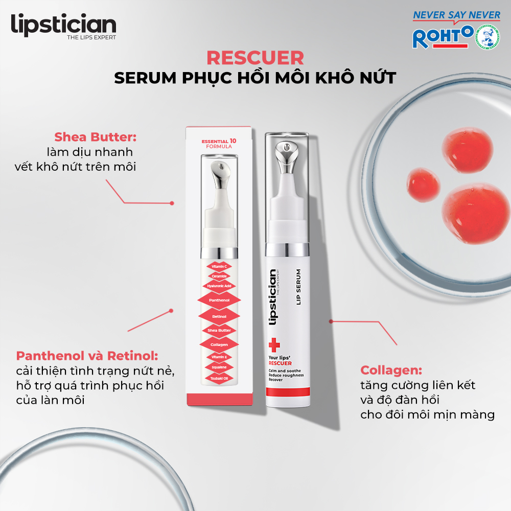 Serum Dưỡng Môi Phục Hồi Môi Khô Nứt Lipstician Lip Serum Rescuer (9g)