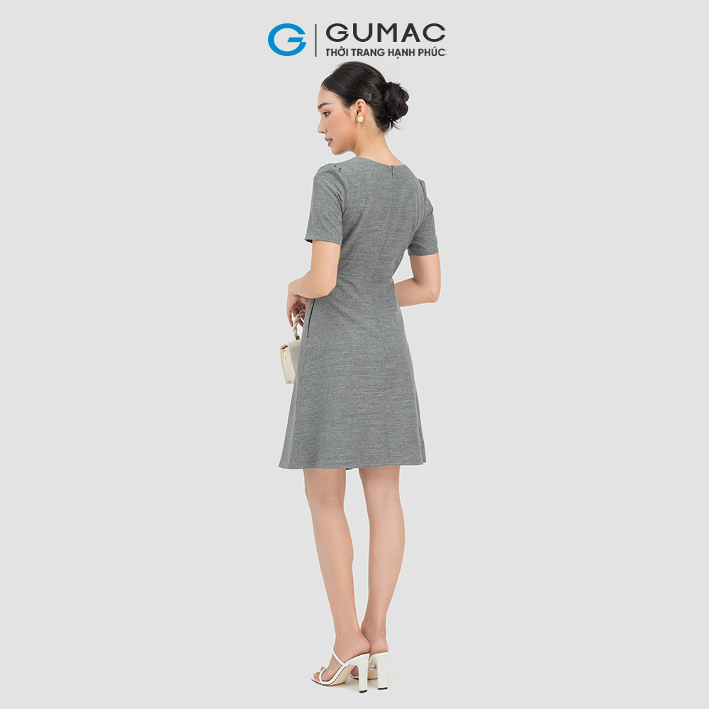 Đầm nữ GUMAC DC07012 form A cổ phối đính ngọc xinh xắn