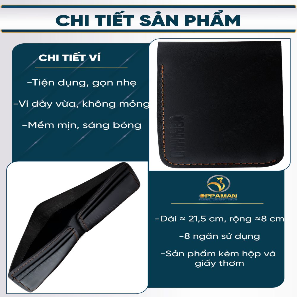 Ví nam da bò nappa Oppaman chuẩn hand made cao cấp OV1- 2 màu